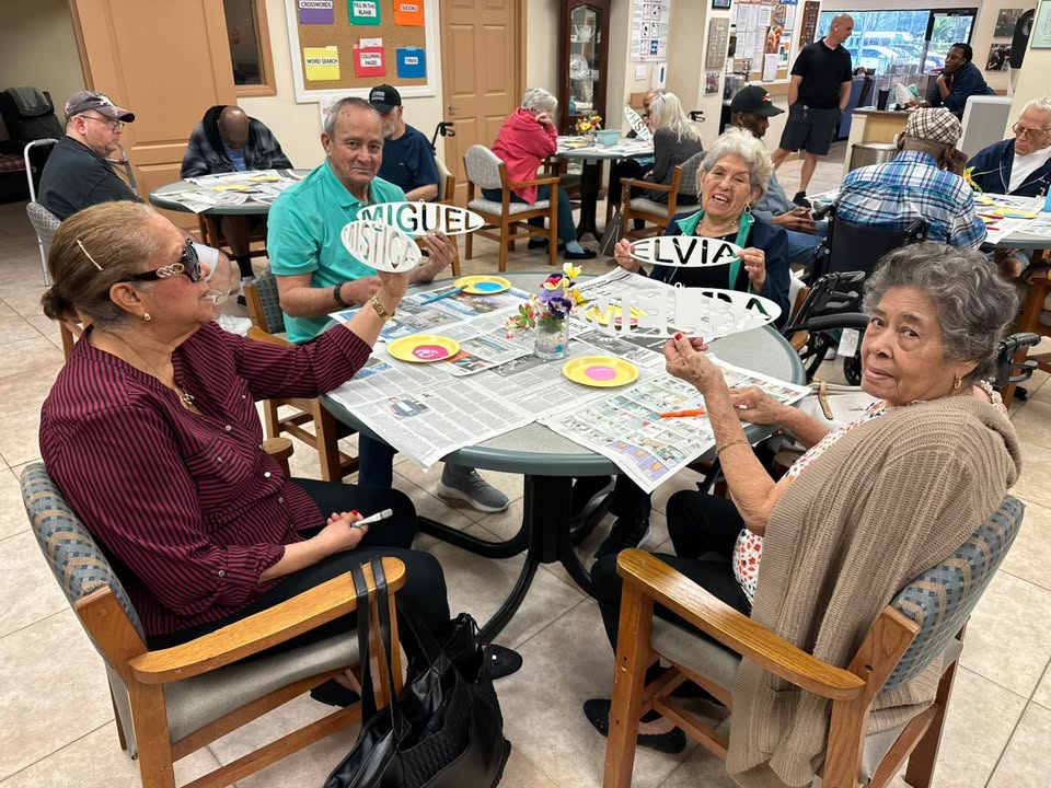 Group art session at SarahCare Adult Day Care in Coral Springs